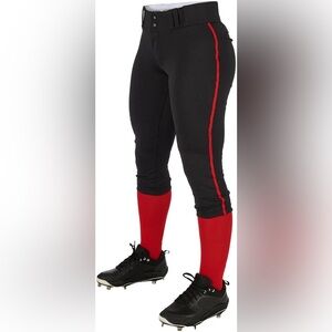 NWT Champro BP11P Tournament Women's Traditional Softball Pant - Black Scarlet S